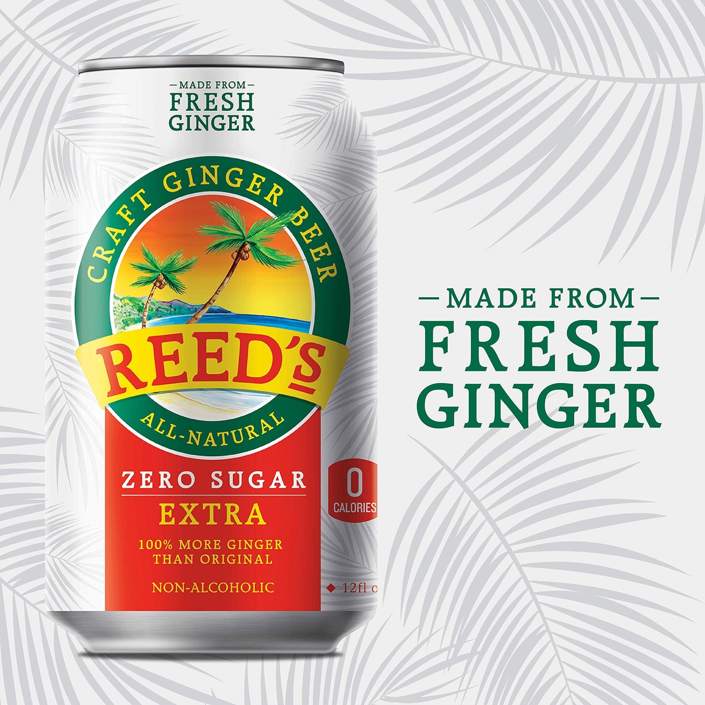 Reeds Zero Sugar Extra Ginger malt-inspired, All Natural Keto Soda, 12 Fl Oz (Pack of 4)