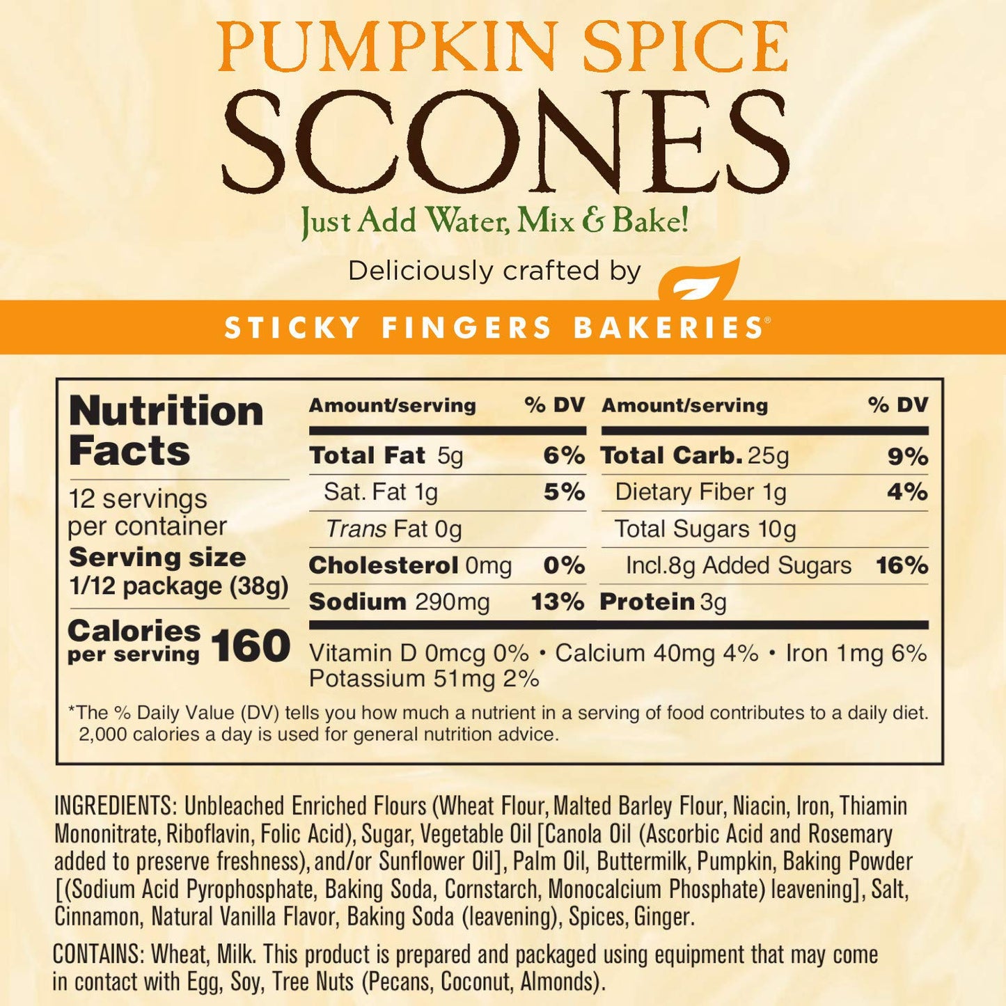 Sticky Fingers English Scone Mix, Pumpkin Spice, Just Add Water, 1 Pound (Pack of 2)