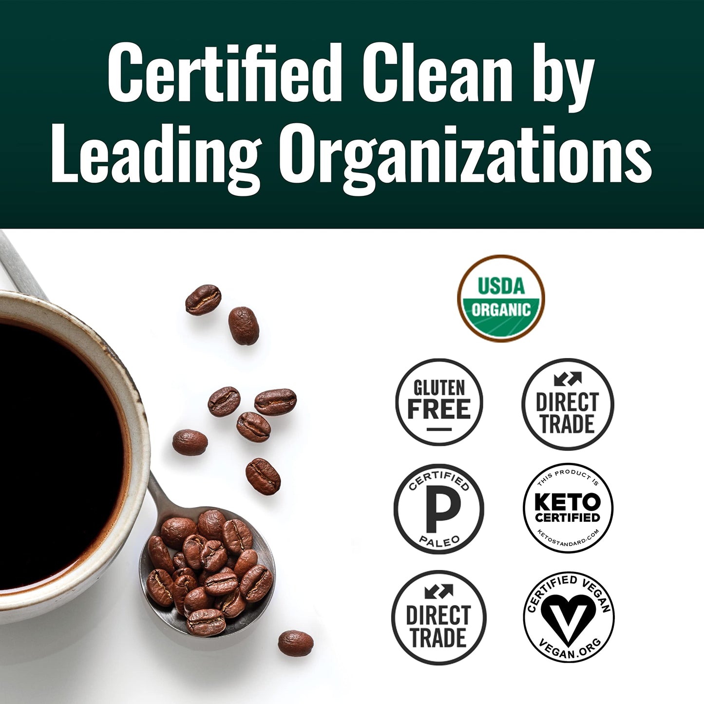 Natural Force - Organic Clean Coffee Classic  Mold & Mycotoxin Free  Lab Tested for Toxins & Purity  Low Acidity  Incredible Taste & Aroma  Whole Bean Medium Roast  12 oz