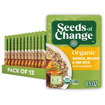 SEEDS OF CHANGE Organic Quinoa & Rice with Flaxseed, 8.5 oz (Pack of 12), Brown