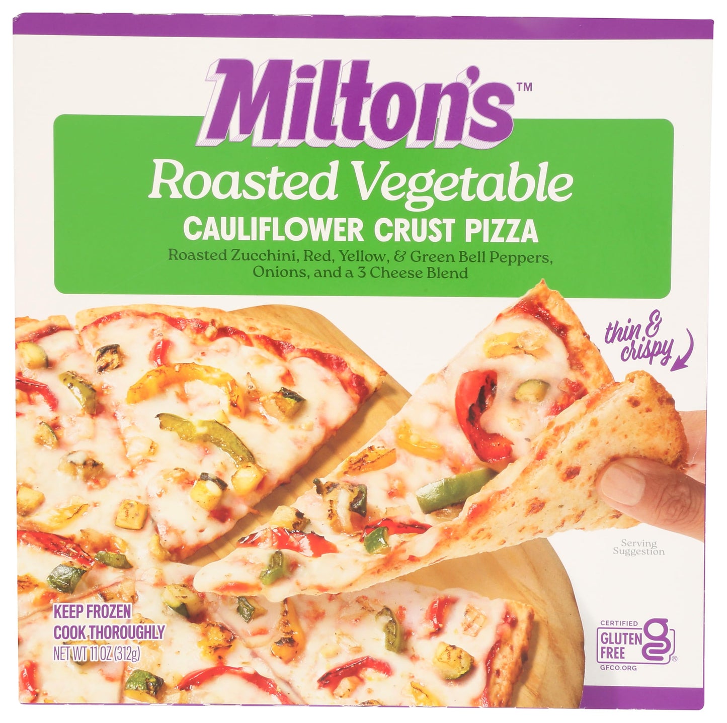 Miltons Craft Bakers Cauliflower Crust Roasted Vegetables Pizza, 11 Oz