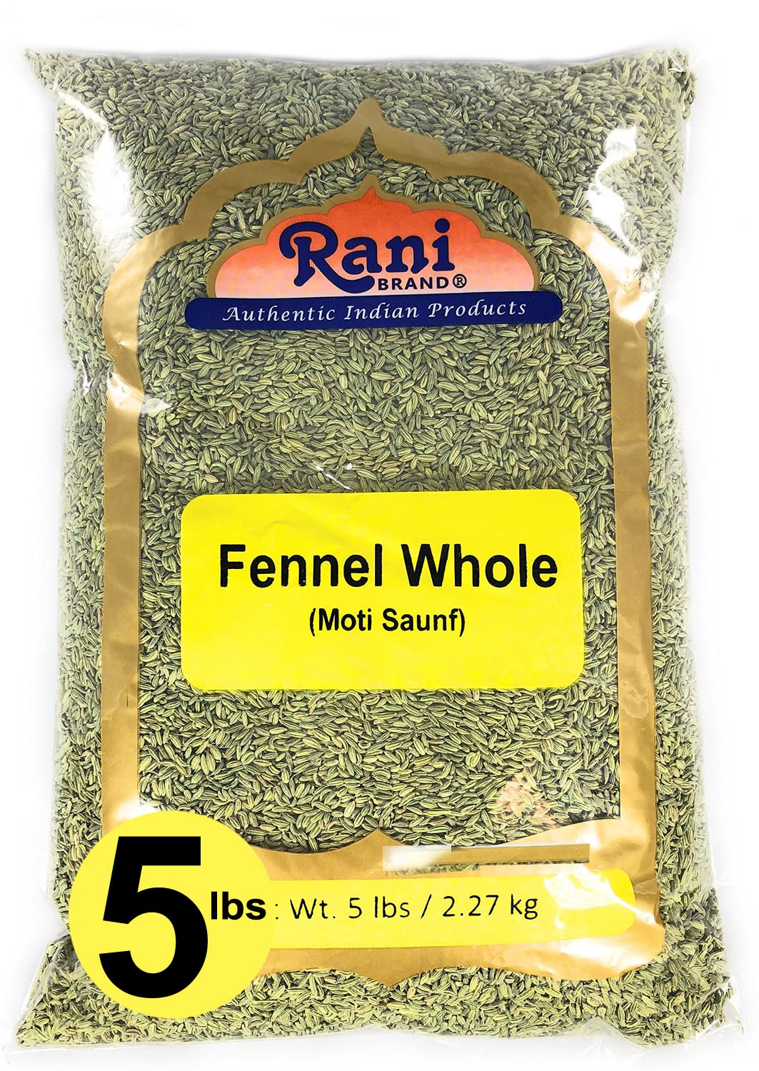 Rani Fennel Seeds (Saunf Sabut) Whole Spice 80Oz (5Lbs) 2.27Kg Bulk ~ All Natural | Gluten Friendly | Non-Gmo | Vegan | Indian Origin