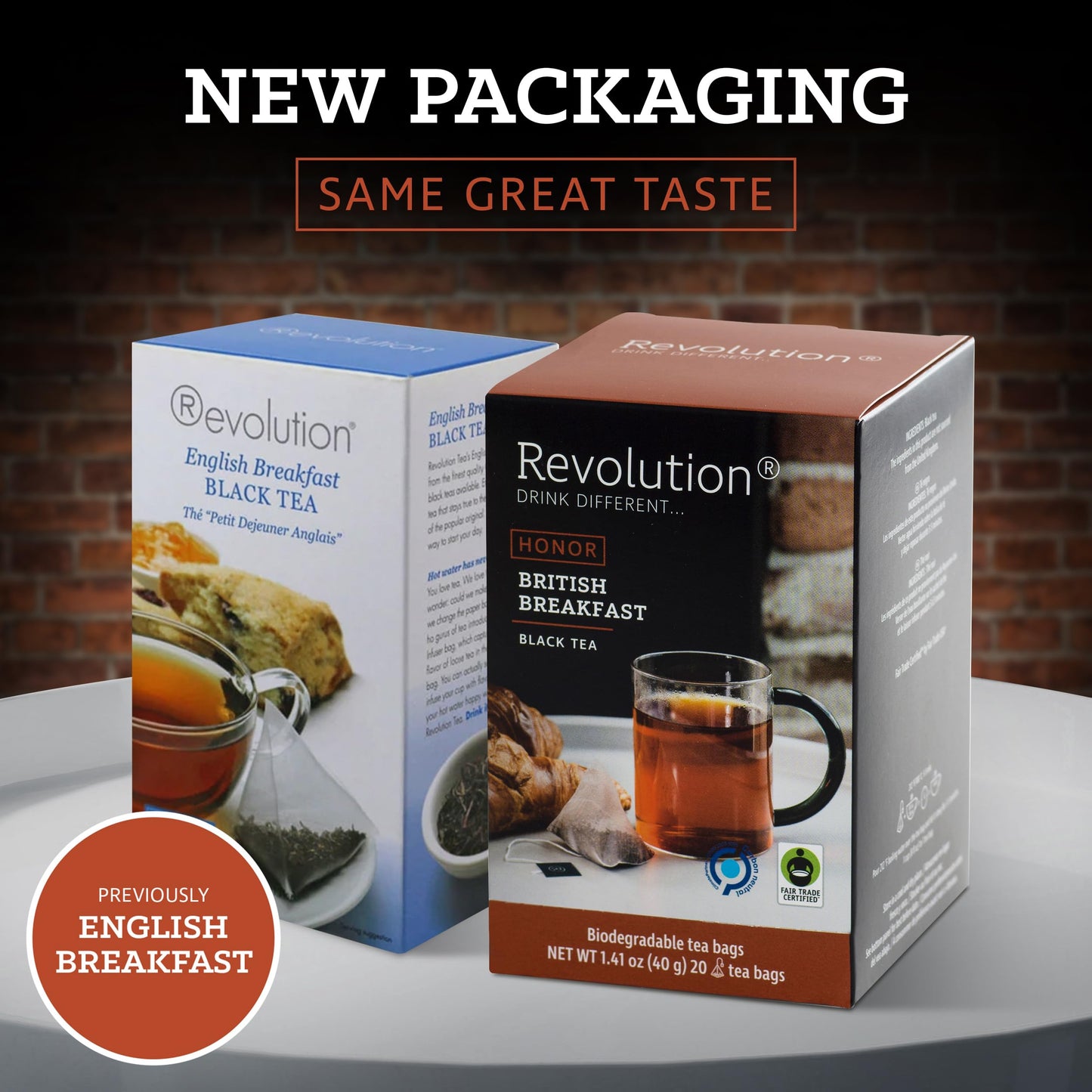Revolution English Breakfast Tea - Premium Full Leaf, Biodegradable Infuser Bags, 20 Count