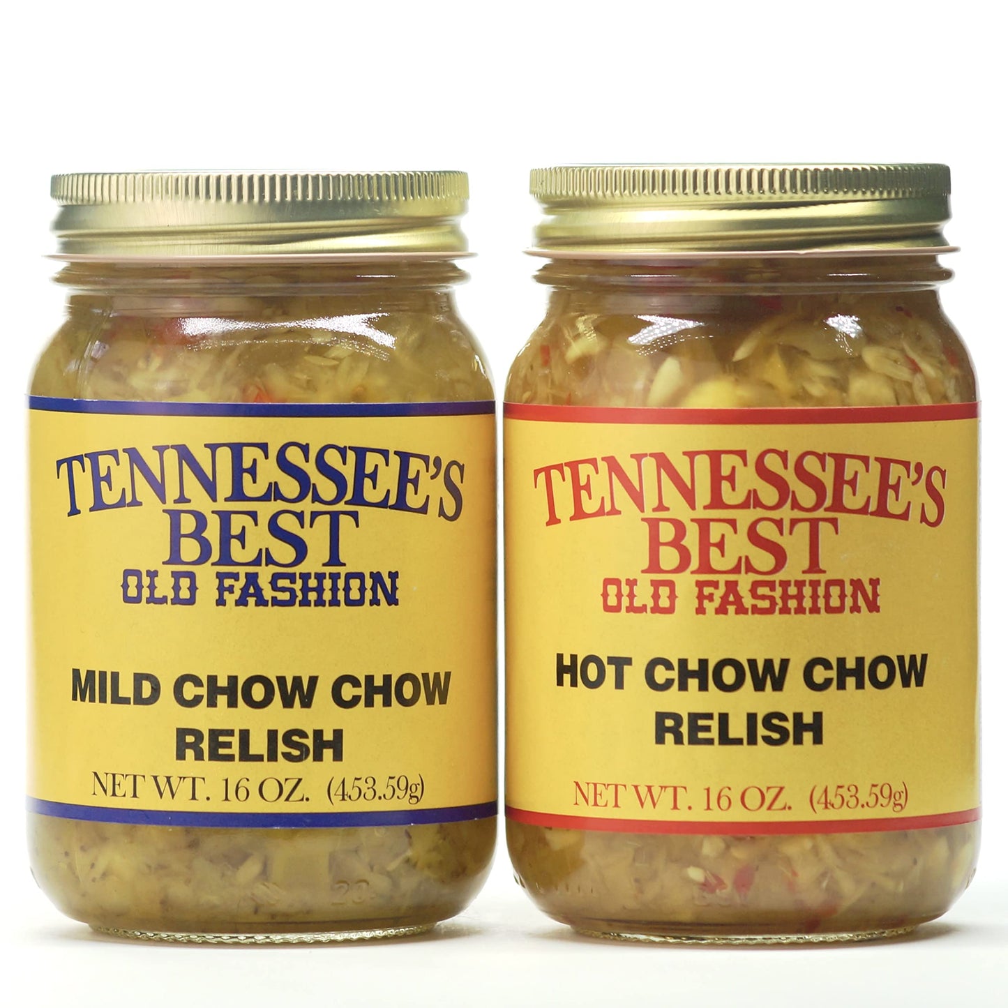 Tennessees Best Old Fashion Chow Chow Relish (1 Mild & 1 Hot) 2 Pack Southern Recipe Handcrafted In Small Batches With Simple In