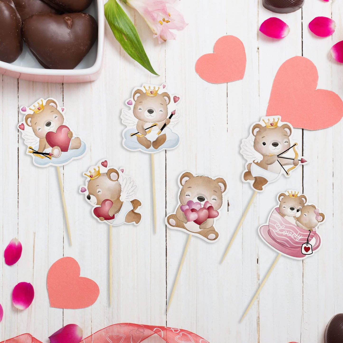 36Pcs Happy Valentine'S Day Cupcake Toppers Sweet Love Valentine Cupcake Picks For Valentine'S Day Theme Birthday Party Cake Dec