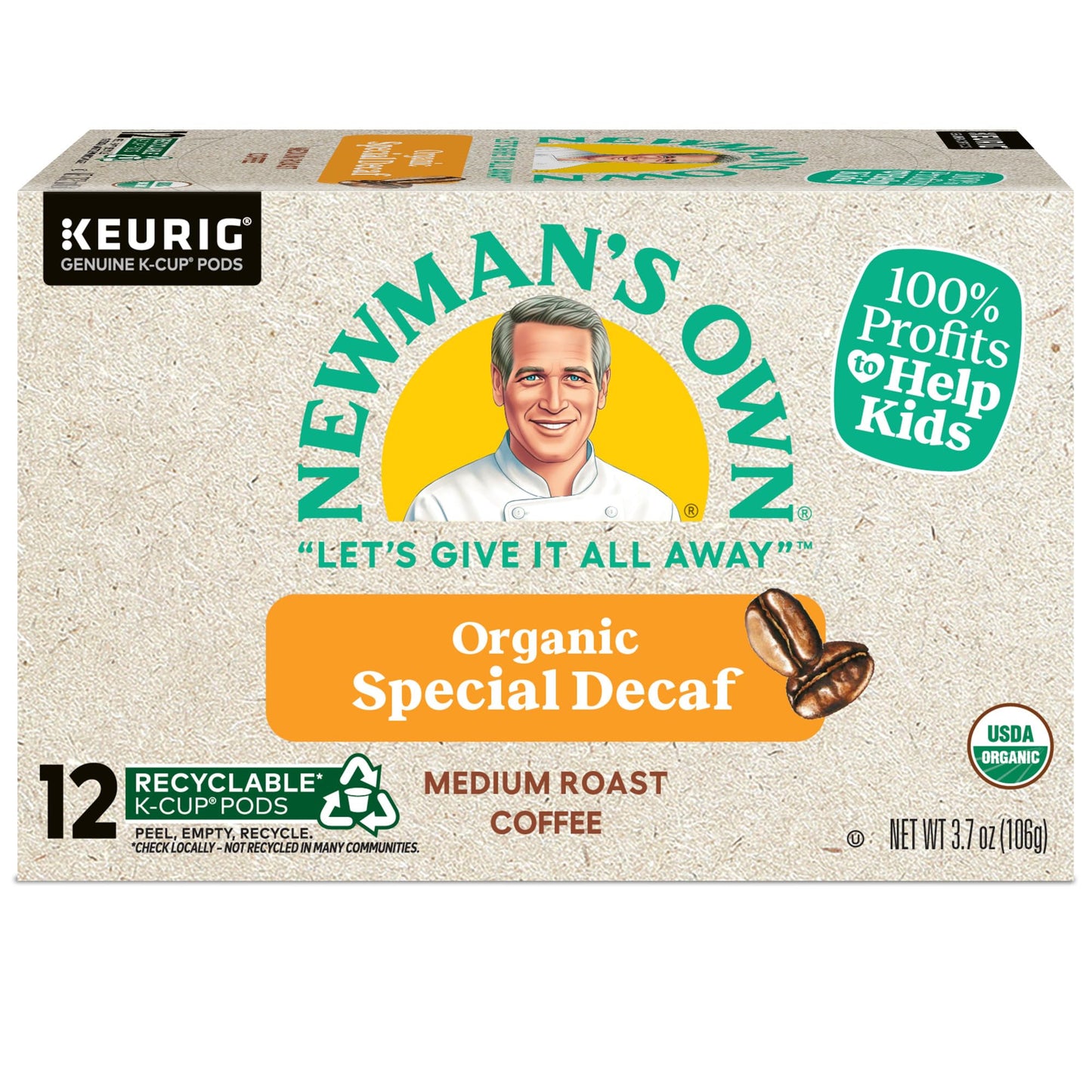 Newmans Own Organics Special Blend Decaf Coffee K-Cup Pods, Medium Roast, 72 Count, 12 Count (Pack of 6)