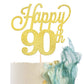 YCTHUNFISH 90th Birthday Cake Topper Black Glitter Number 90, Bamboo Material, Gold Color, Perfect for 90th Birthday Celebrations