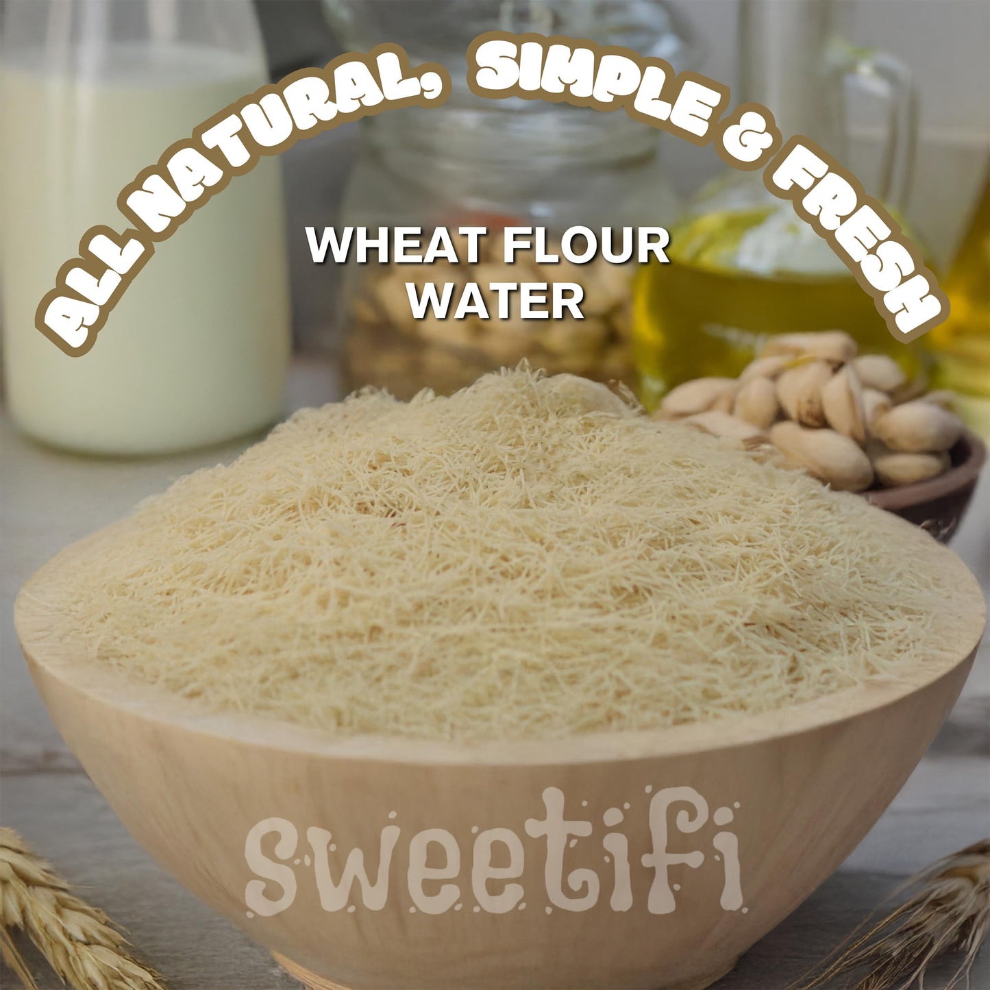 Sweetifi Kataifi Shredded Fillo Dough, Dried Chopped Kataifi for Desserts, 250gr (0.55lb)