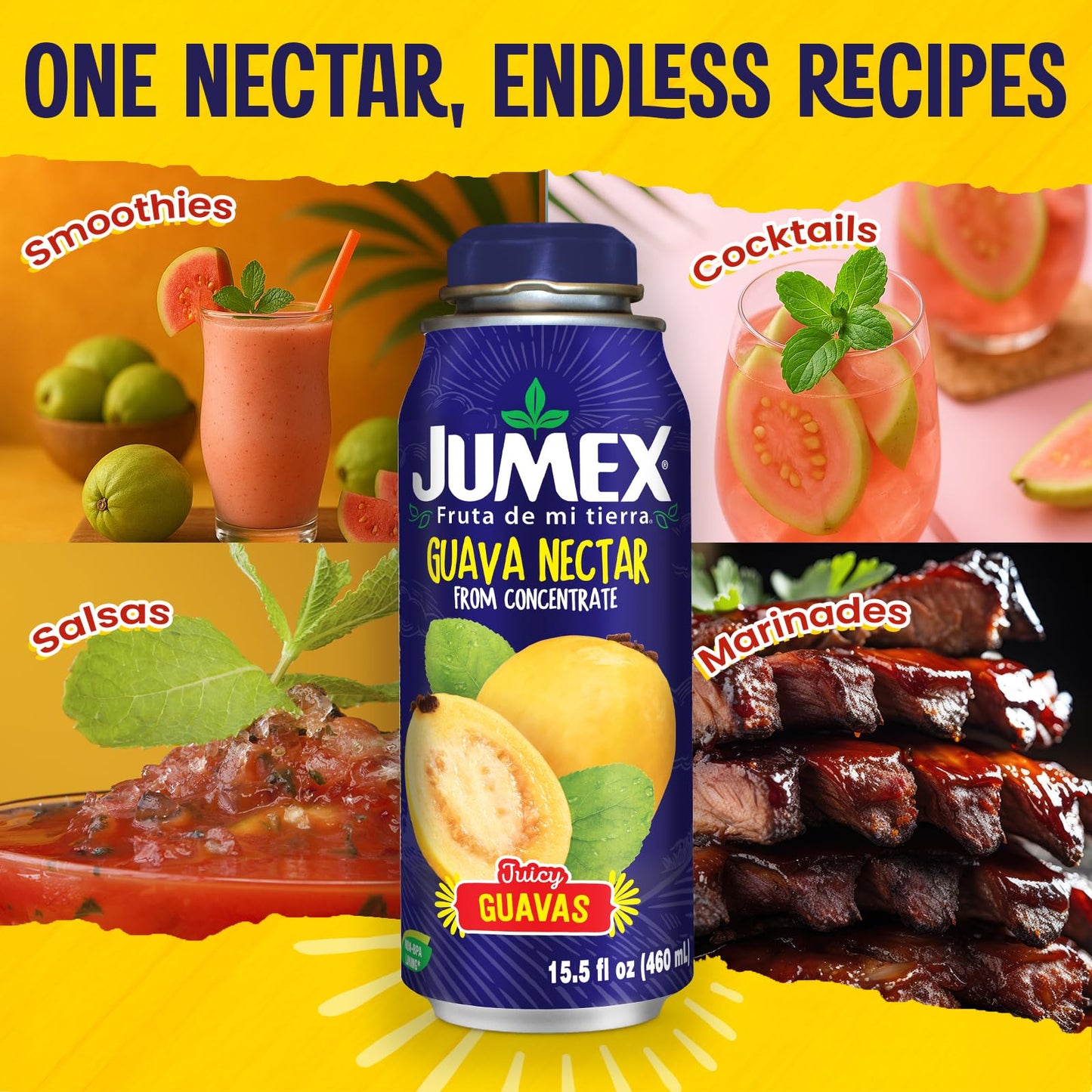 Jumex Guava Nectar - Insulated BPA-Free Aluminum Can, 16 Fl Oz (Pack of 12)