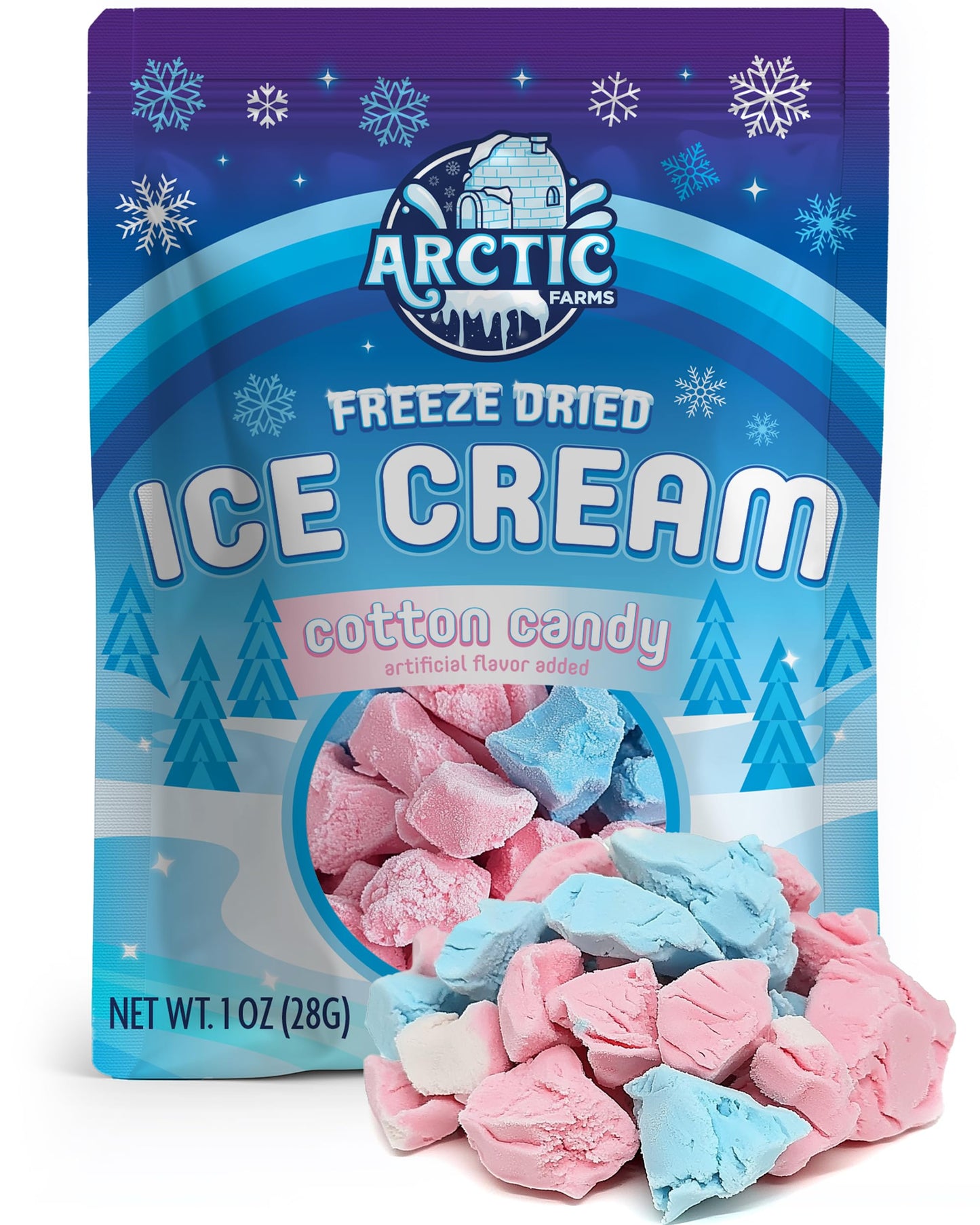 Arctic Farms Freeze Dried Ice Cream That Does Not Melt (Cotton Candy - Pink And Blue)