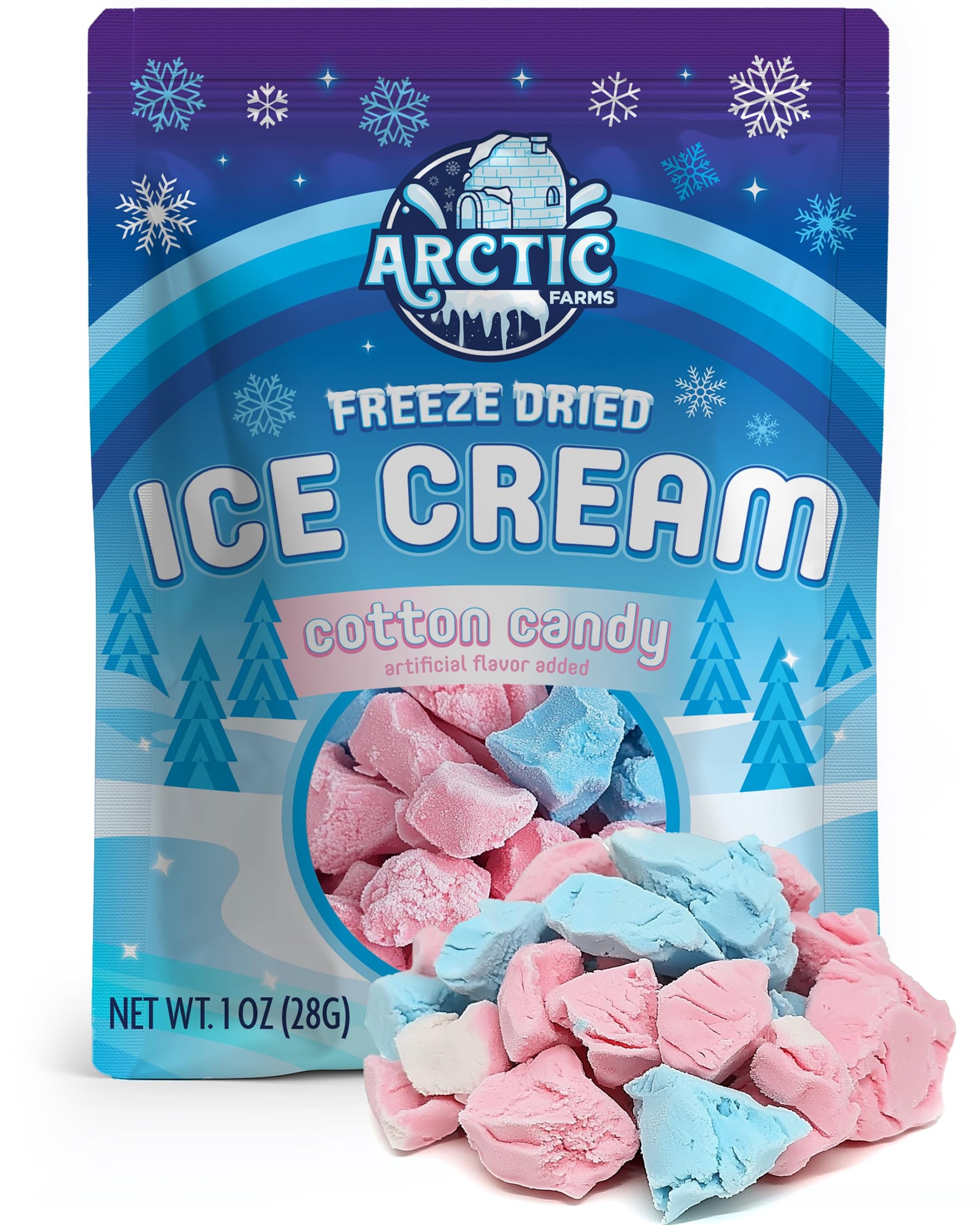 Arctic Farms Freeze Dried Ice Cream That Does Not Melt (Cotton Candy - Pink And Blue)