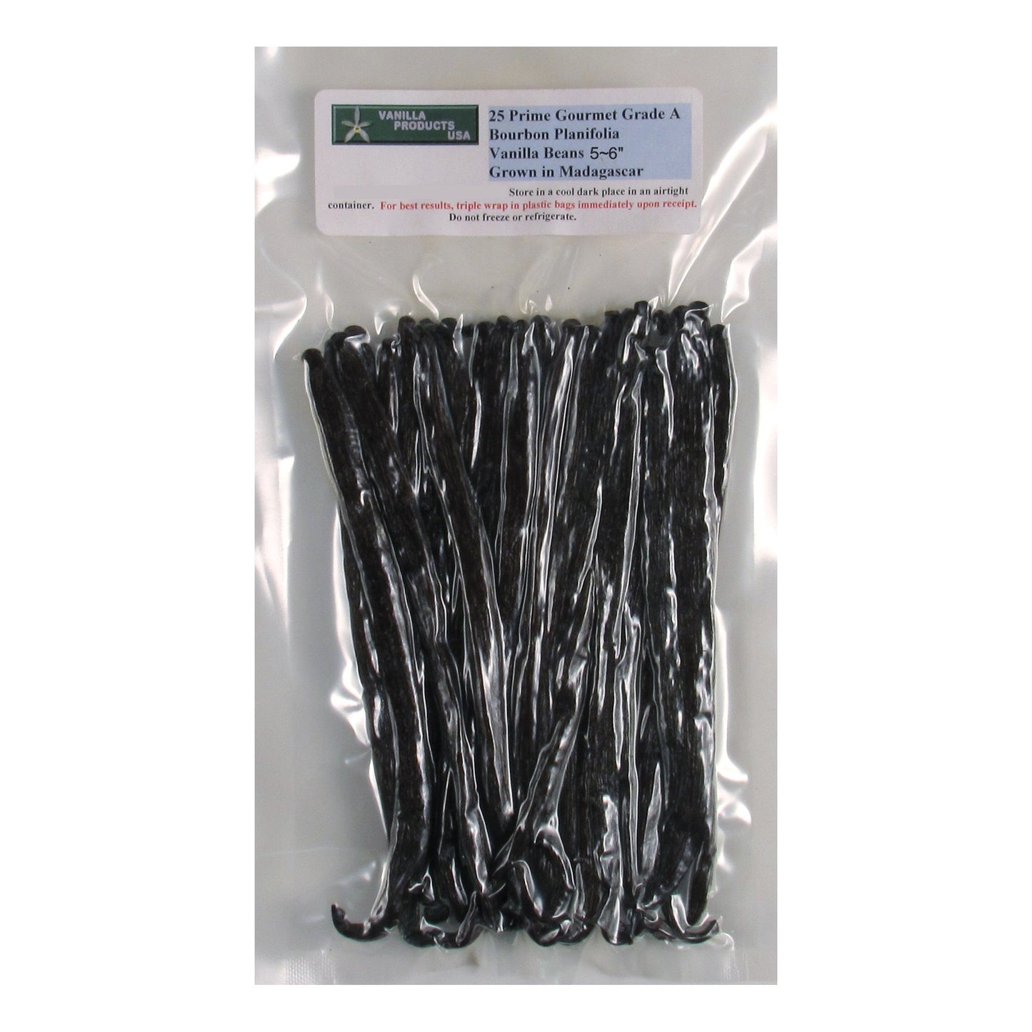 Vanilla Products USA Gourmet Vanilla Beans, Madagascar Bourbon Planifolia, 25 Count, 5-6 Inches