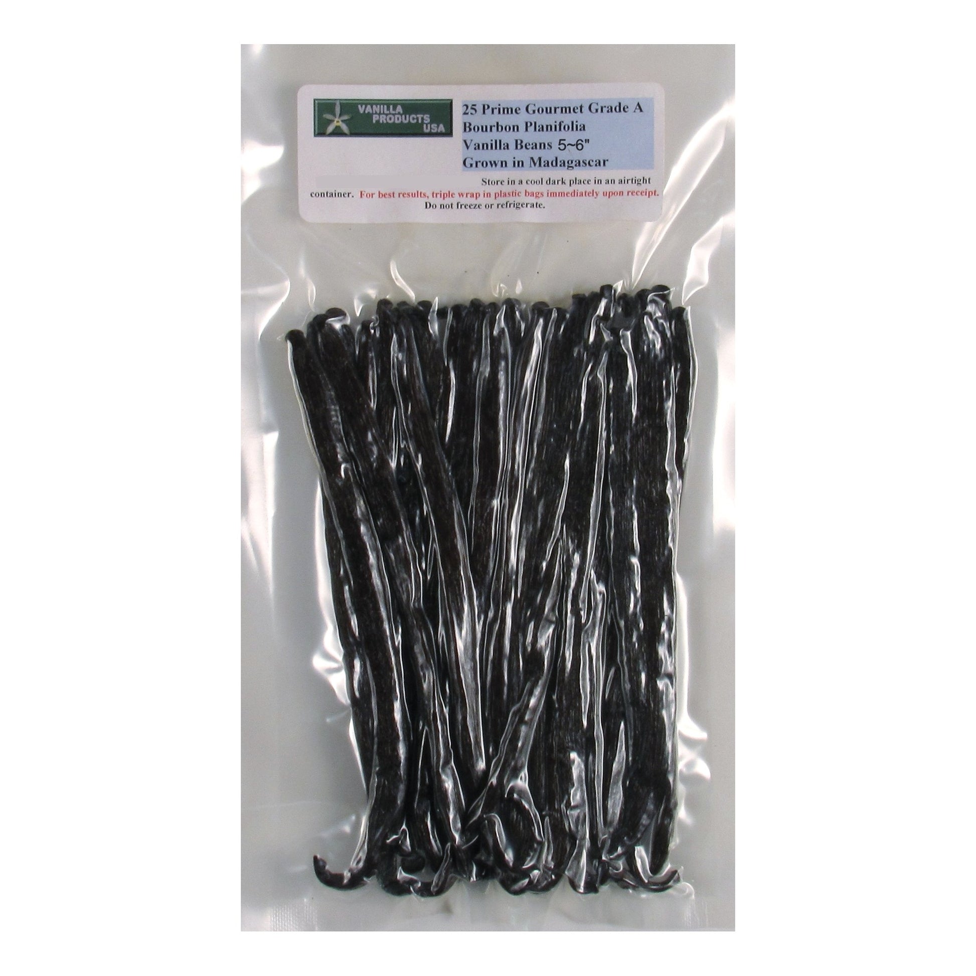 Vanilla Products USA Gourmet Vanilla Beans, Madagascar Bourbon Planifolia, 25 Count, 5-6 Inches