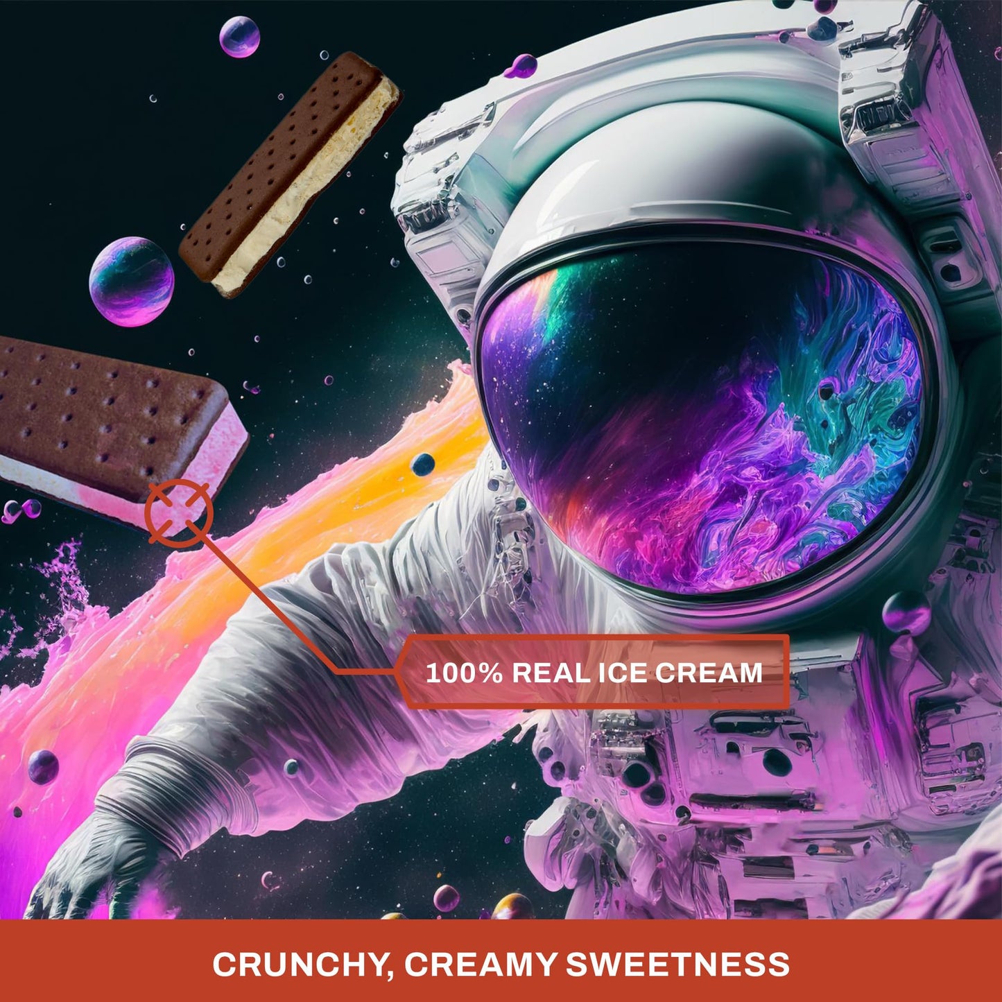 Astronaut Foods Freeze-Dried Ice Cream Sandwich, Nasa Space Dessert, Neapolitan, 6 Count