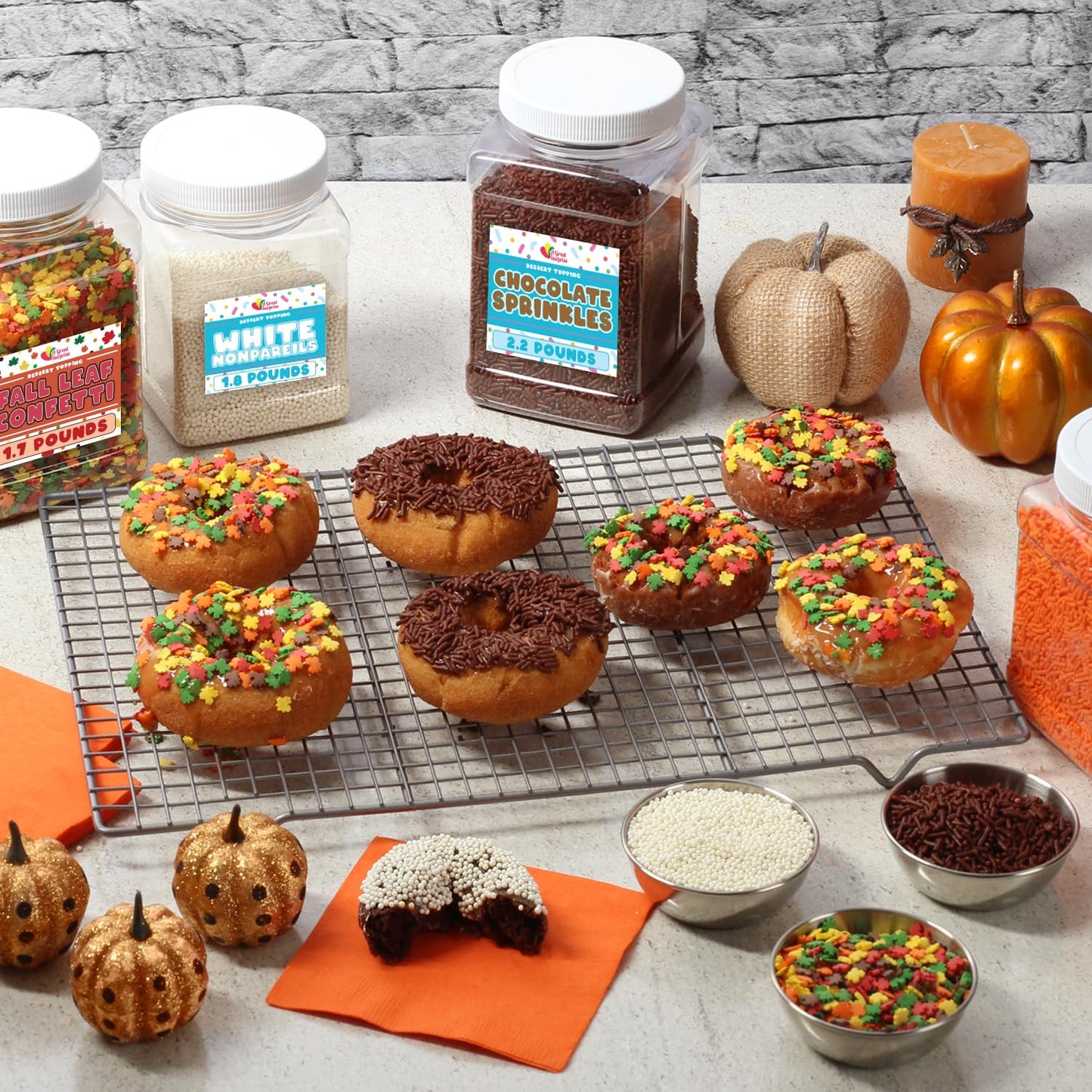 Fall Sprinkles - 1.7 Pounds - Bulk Fall Pumpkin Sprinkles - Fall Leaf Sprinkles for Baking - Autumn Leaf Sprinkles - Thanksgivin