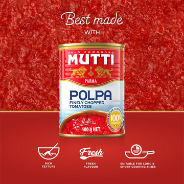 Mutti Crushed Tomatoes (Polpa), 14 oz. | 12 Pack | Italys #1 Brand of Tomatoes | Fresh Taste for Cooking | Canned Tomatoes | Veg