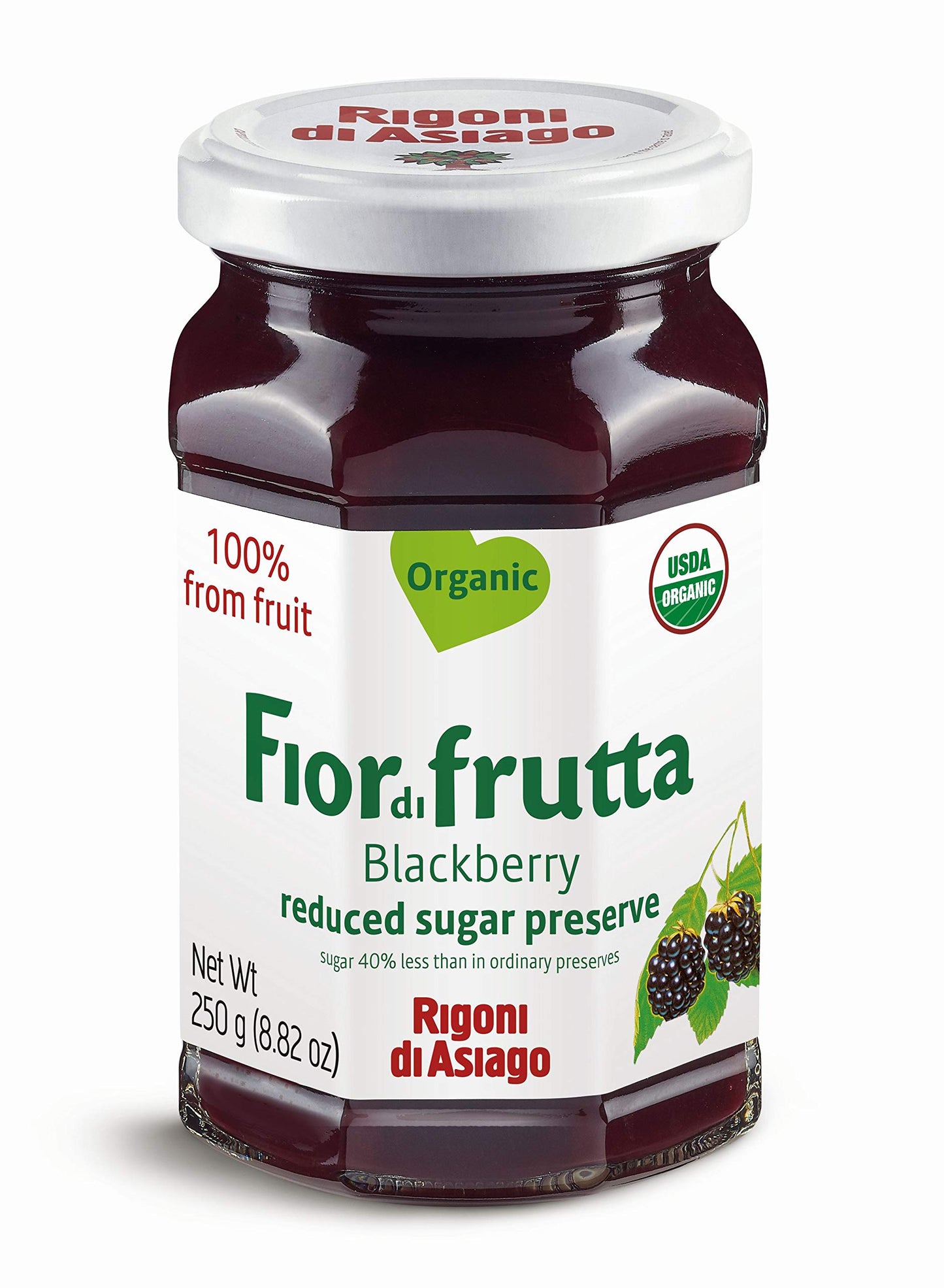Rigoni di Asiago Fiordifrutta Organic Fruit Spread, Blackberry, 6 Count