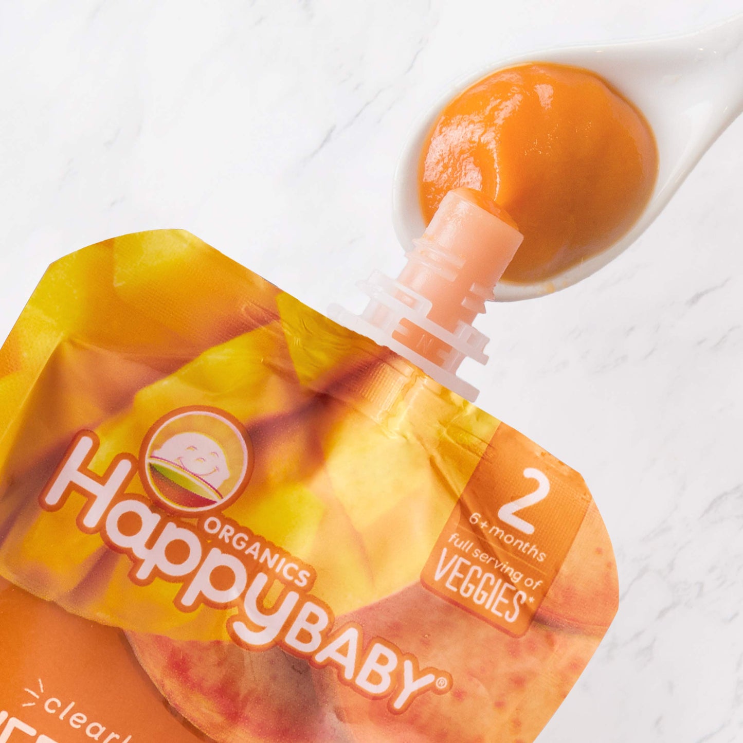 Happy Baby Organics Clearly Crafted Stage 2 Baby Food, Sweet Potatoes, Mangoes & Carrots, 4 Ounce Pouch (Pack Of 16)