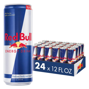 Red Bull Energy Drink, 12 Fl Oz, 24 Pack, 114mg Caffeine, Taurine & B Vitamins, Original, Model RB4816