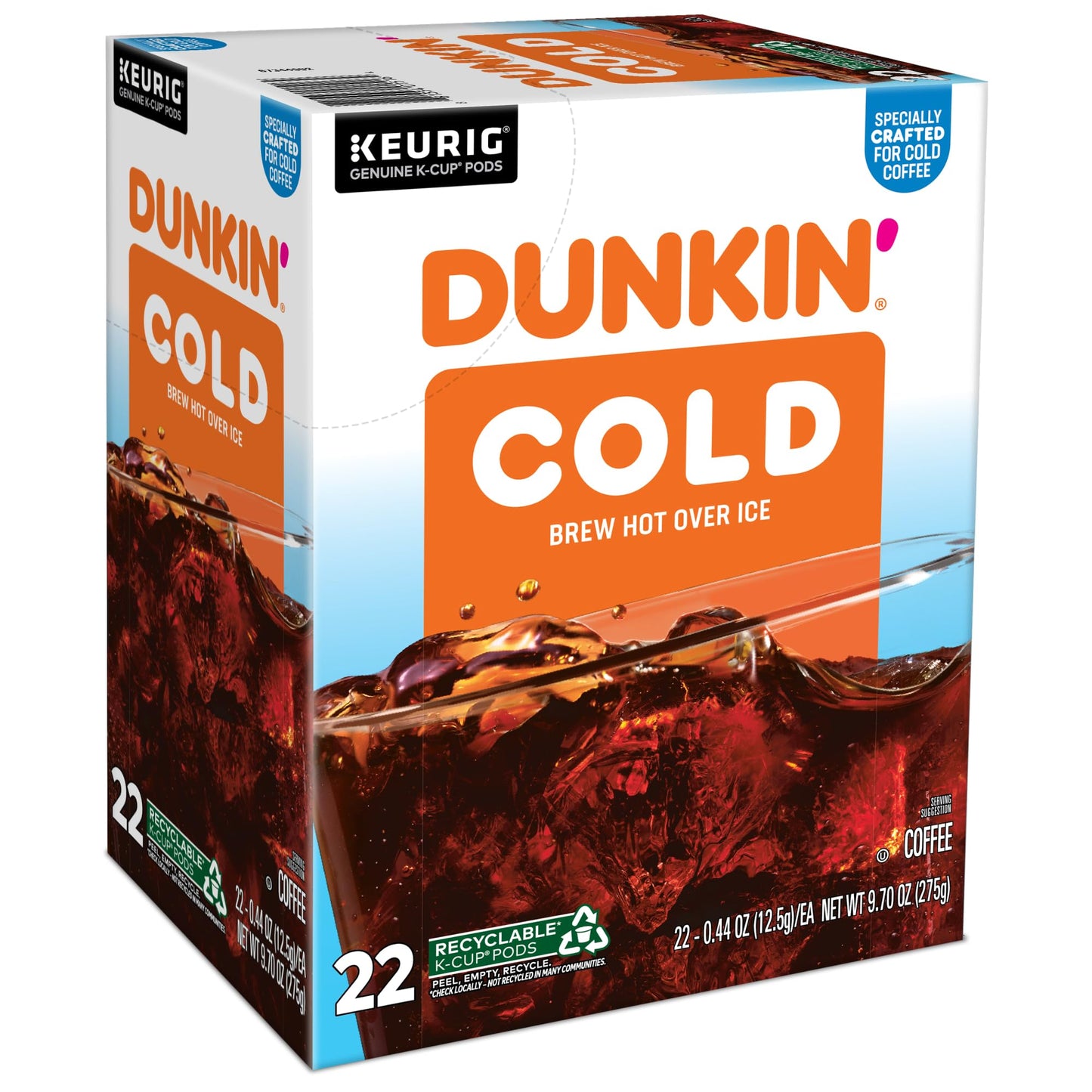Dunkin Brew Over Ice Keurig Single Serve K-Cup Pods, 4.14 Oz, 22 Pods Per Pack, Case Of 4 Packs