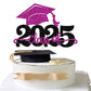 YCTHUNFISH Cake Topper Glitter Graduation Cap 2025 for High School Parties - Black Purple
