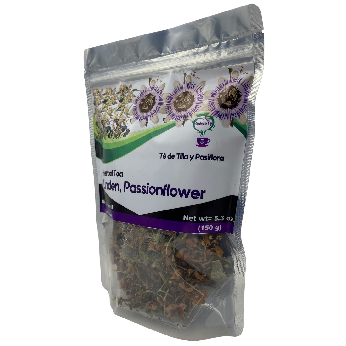 Pasiflora Tila Tea Linden Passionflower Tea, Quiere Te, Herbal Mix, 5.3 Oz (150 Grams), Up To 100 Cups, Passiflora Incarnata, Re