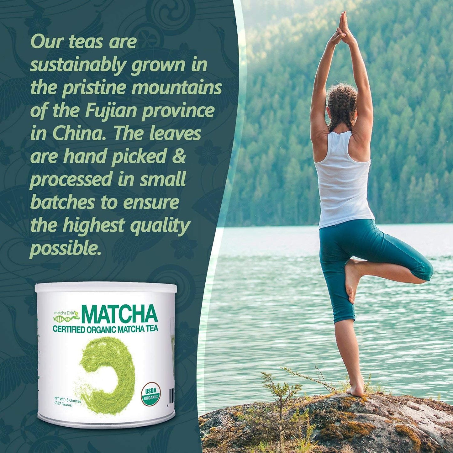 Matcha Dna Certified Organic Matcha Green Tea Powder (8 Oz Tin Can)