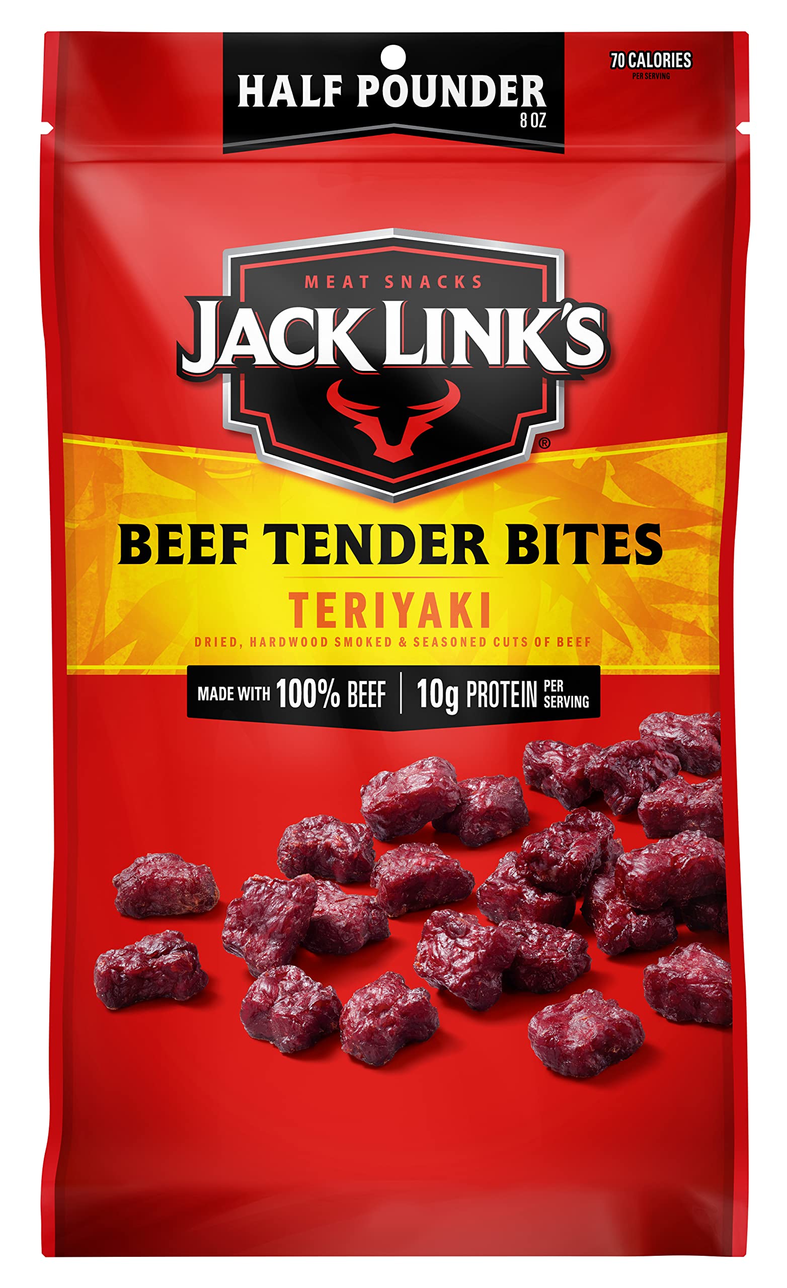 Jack Link'S Beef Tender Bites, Teriyaki,  Pounder Bag - Flavorful Jerky Snack For Lunches, 10G Of Protein And 70 Calories, Made