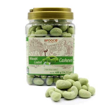 Lafooco Cashews  100% Natural  Vegan Snacks  Great Gift  Resealable Jar  Halal  Brcgs (14.11 Oz) (400 G  Wasabi Cashews)