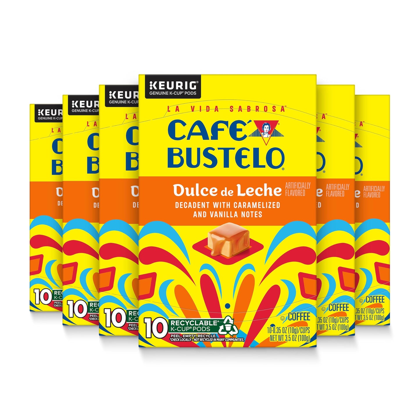 Caf? Bustelo Dulce de Leche Artificially Flavored Coffee  10 Ct. K-Cup pods (Pack of 6)
