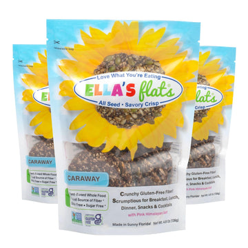 Ellas Flats Caraway All Seed Savory Crisps - All Natural, Gluten Free, Good Source Of Protein, High Fiber, Vegan And Keto Friend