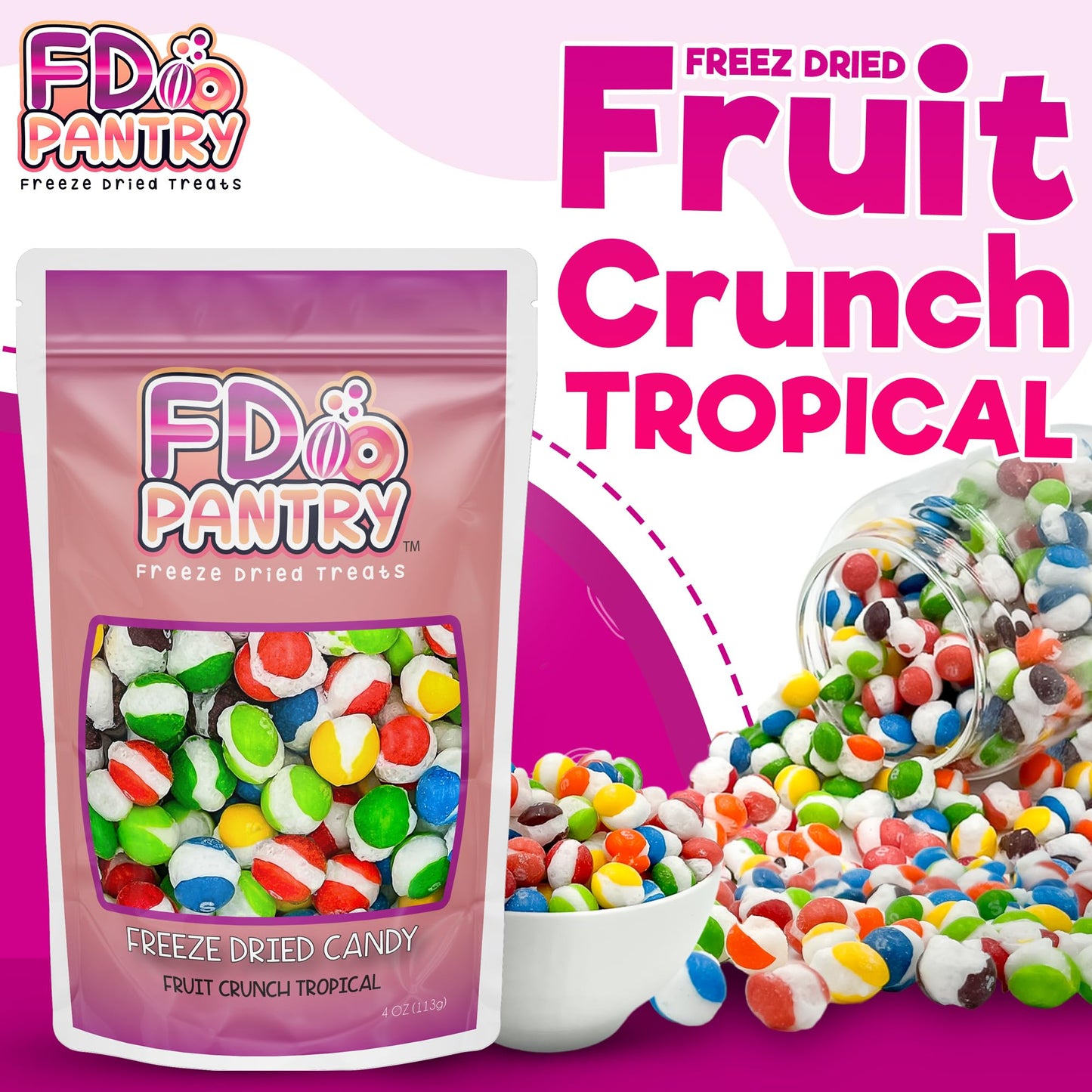 Freeze Dried Fruit Crunch Candy (Mash-Up, 4 Oz) Wildberry + Tropical Mash Up Treat Gift Bag