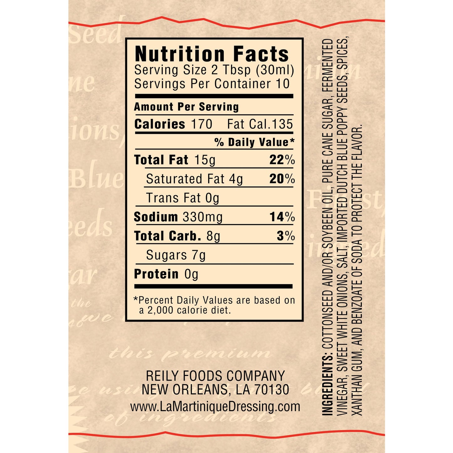 LA MARTINIQUE Poppy Seed Dressing 10 Ounce Bottle (Pack of 1)