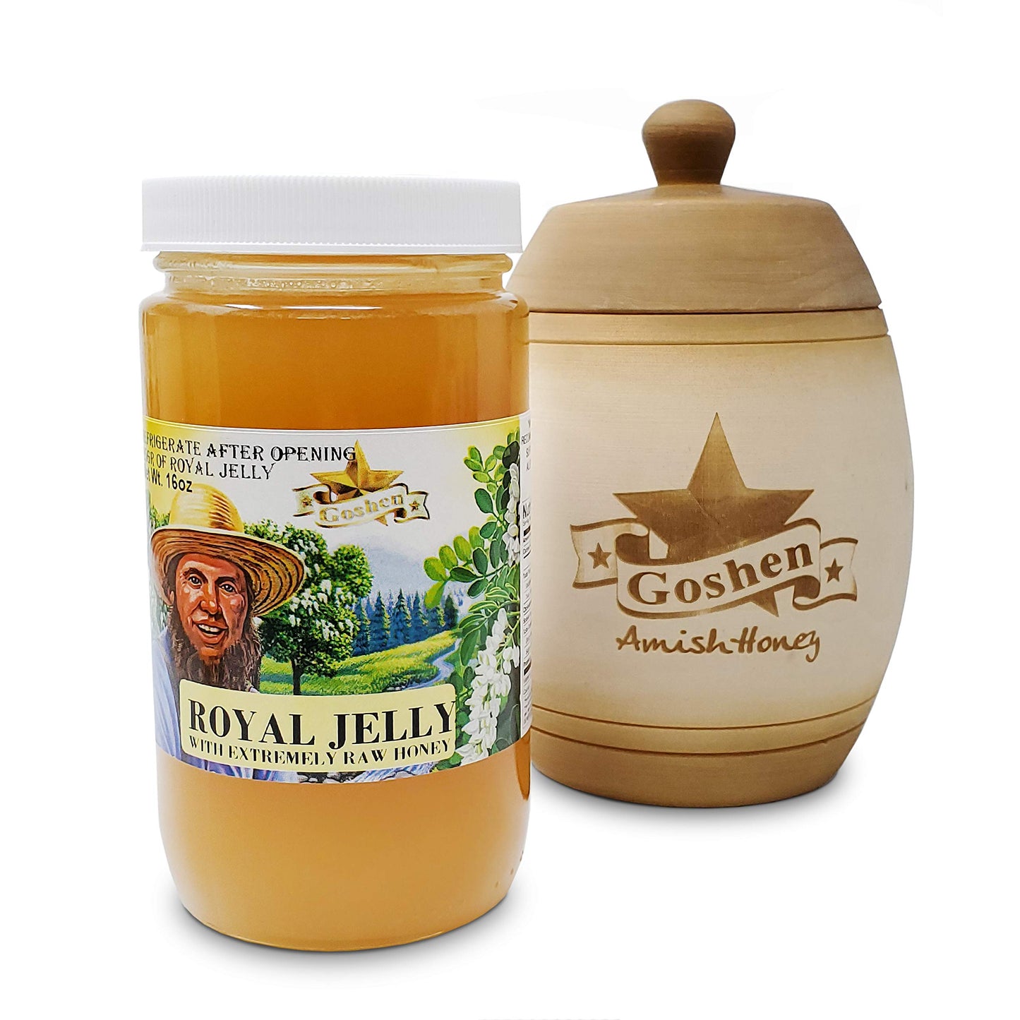 Goshen Honey Raw Royal Jelly Honey, Unfiltered & Pure, 16 Ounce, Dairy & Gluten Free