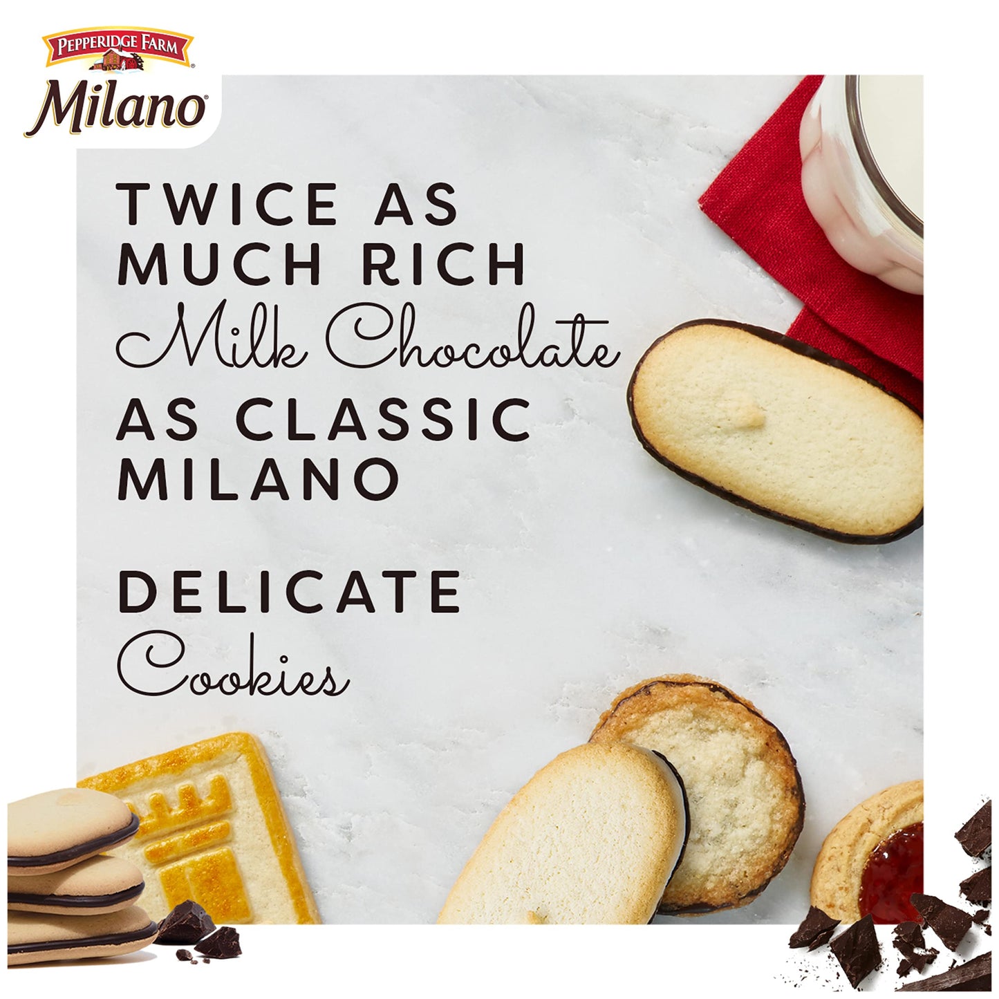 Pepperidge Farm Milano Double Milk Chocolate Cookies, 7.5 OZ Bag, Brown, 15 Cookies