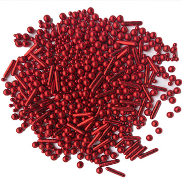 Sprinkles Red Pearl Sugar Candy Mix Size Baking Cake Decorations Cupcake Toppers Celebrations Shaker Jar Wedding Shower Party (1