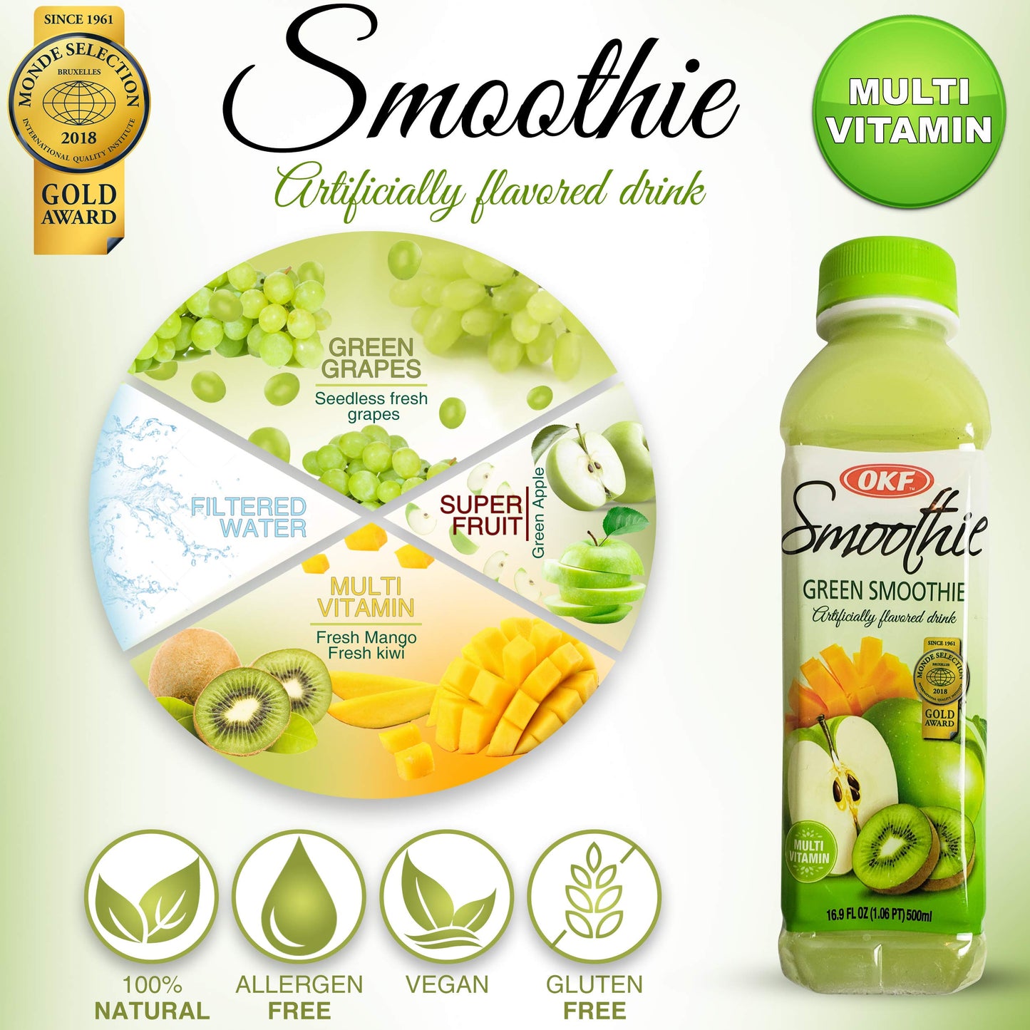OKF Smoothie Multi-Vitamin Drink Variety Pack, 16.9 Fl Oz, 10 Pack