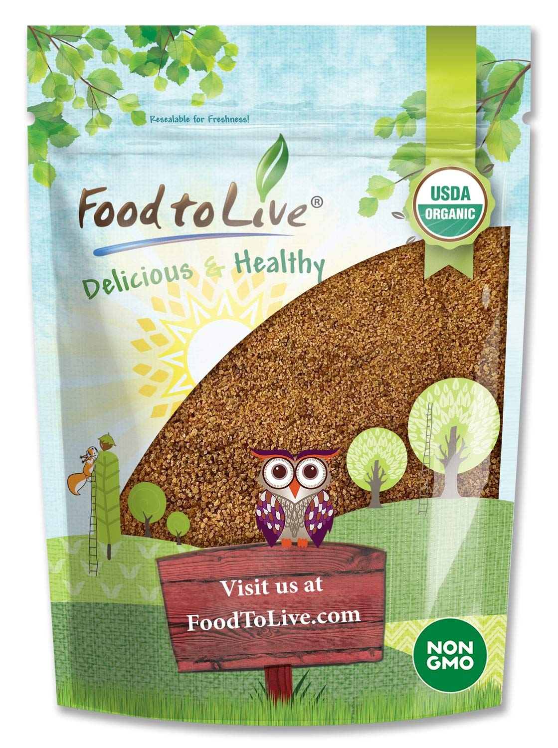 Food to Live Organic Brown Coconut Sugar, 3 Pounds - Non-GMO, Pure Palm Sugar, Kosher, Vegan, Fair Trade, Unrefined, Granulated,