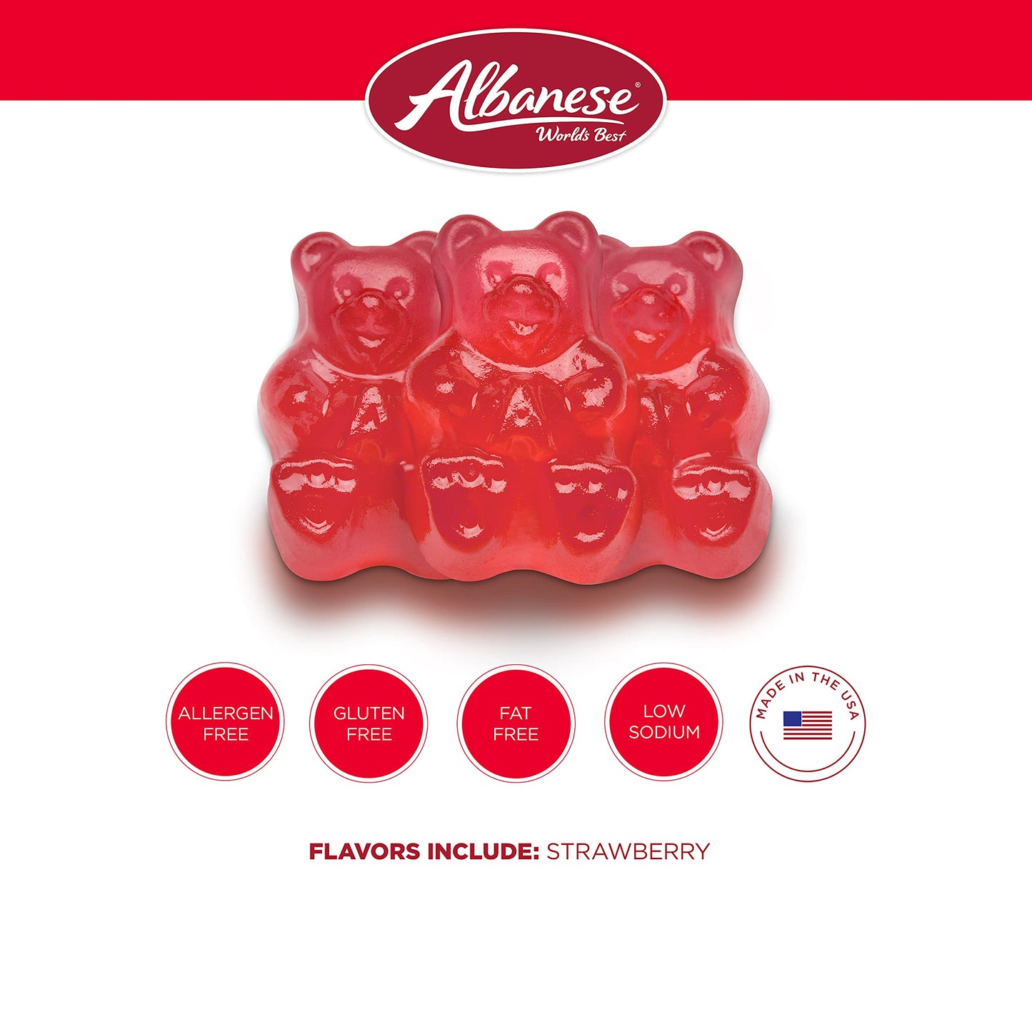 Albanese Gummi Bears, Pink Strawberry Candy, 5lbs, Model 50114