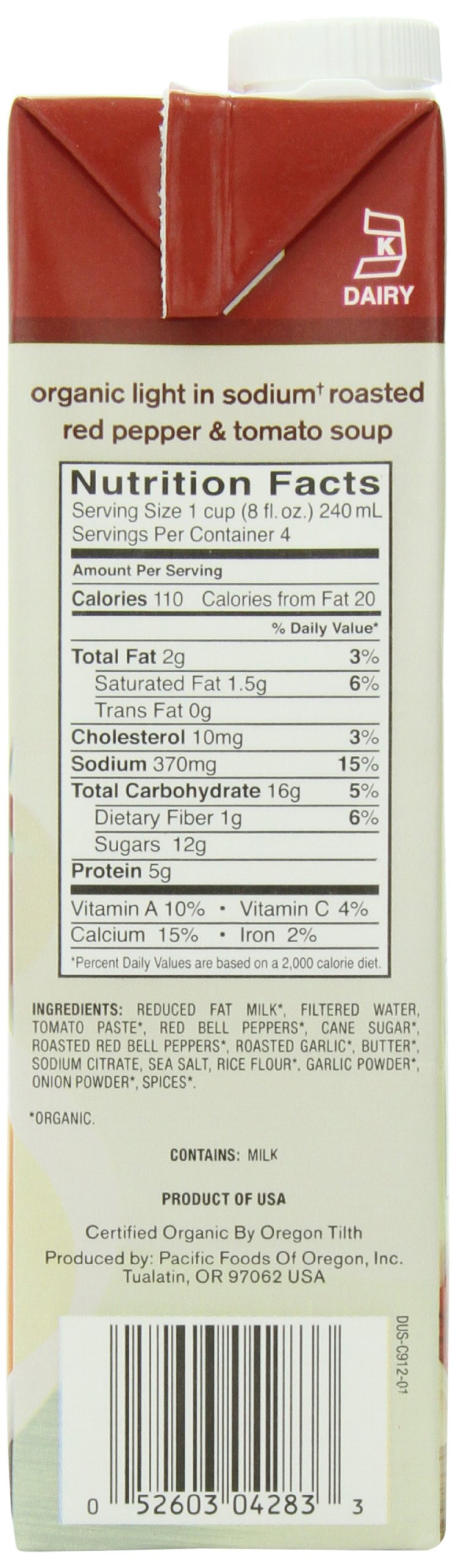 Pacific Natural Foods Light Sodium Organic Soup, Roasted Red Pepper and Tomato, 32-Ounce Cartons (Pack of 3)