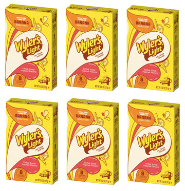 SINGLES TO GO! Wylers Light Banana Powdered Drink Mix - Sugar Free - 0.42 Ounce Pack of 6 - 48 Servings