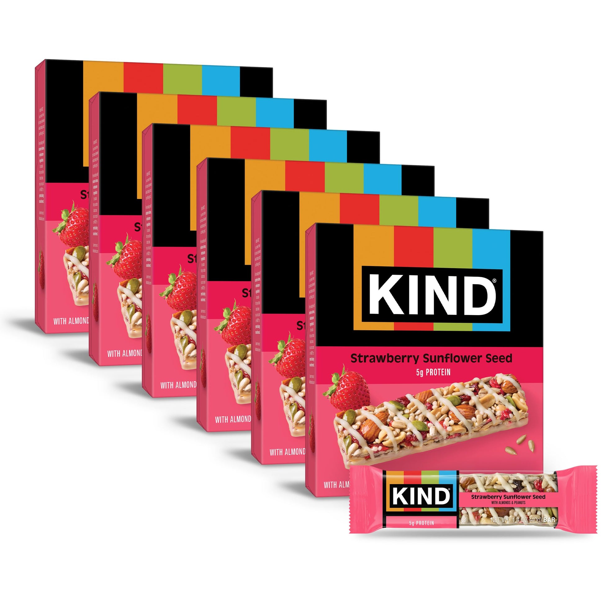 KIND Seeds Fruit & Nuts Snack Bar  Strawberry Sunflower Seed | 5g Protein  High Fiber  Gluten Free Bars  1.4 OZ  36 Count