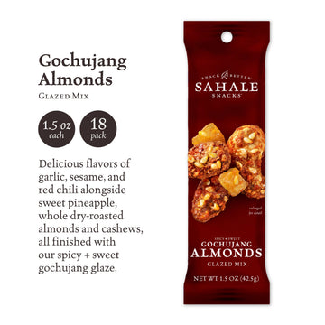 Sahale Snacks Gochujang Almonds Glazed Mix, Non-GMO, Gluten-Free, 1.5 oz Bags (18 Packs)