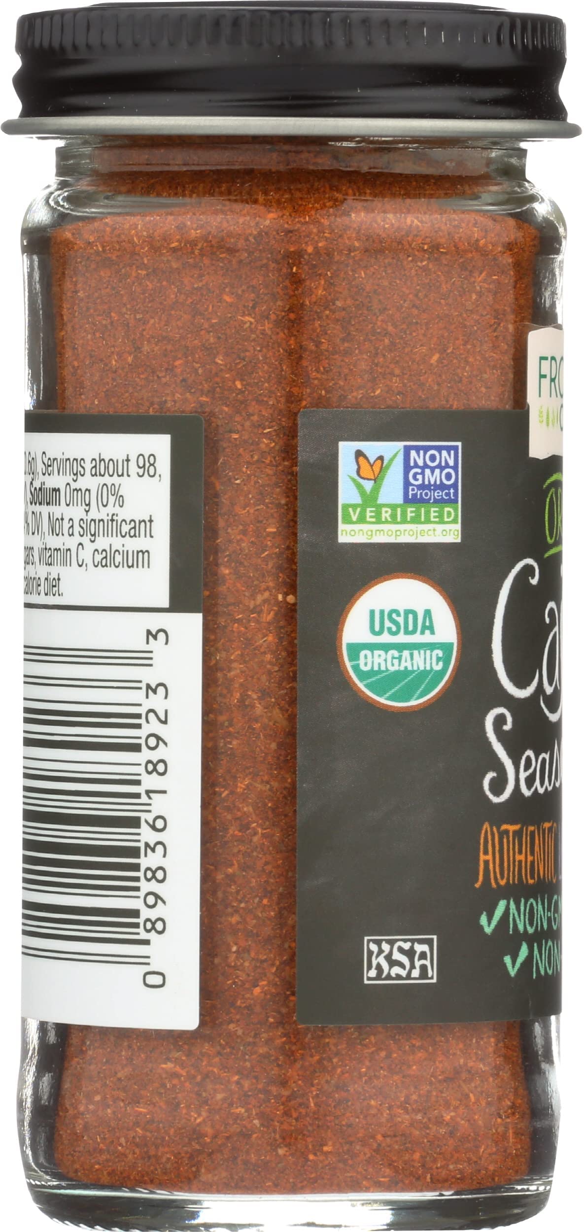 Frontier Co-op Organic Cajun Seasoning, 2.08-Ounce Jar, Authentic Louisiana Flavor For Southern Delicacies, Kosher, Non GMO (Pac
