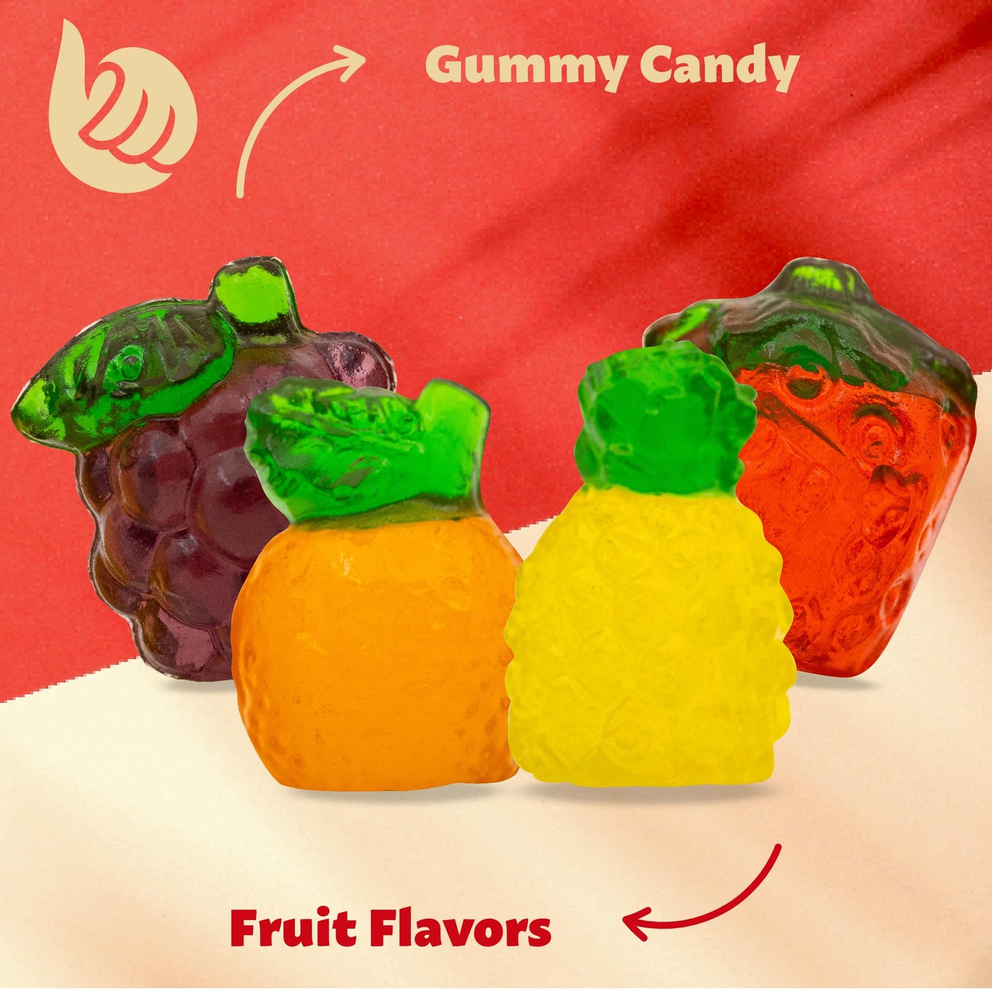 Fruit-Shaped 3D Gummy Candy | 1-Pound Pack | Assorted Fruit Flavors
