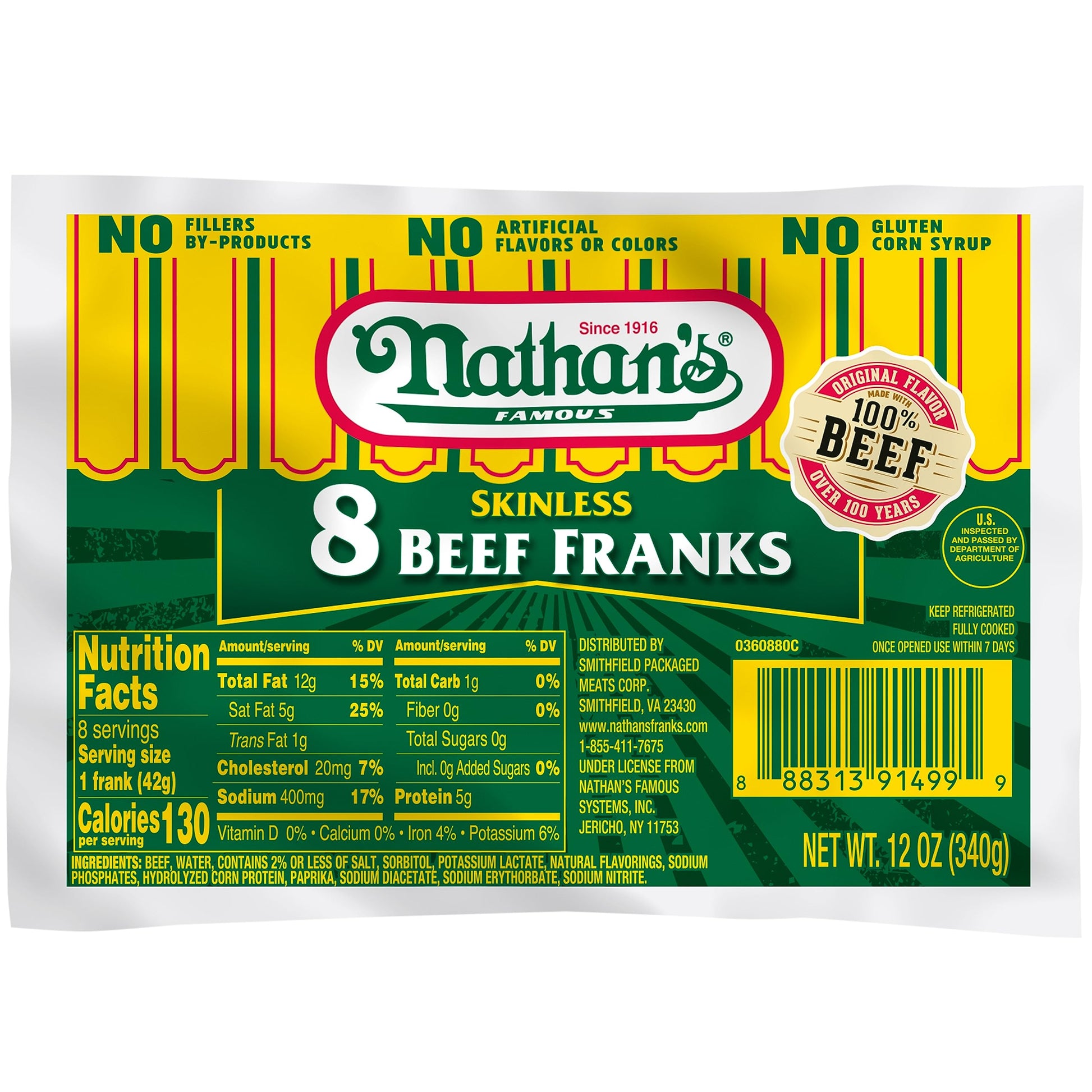 Nathans, Skinless Franks, 12 oz