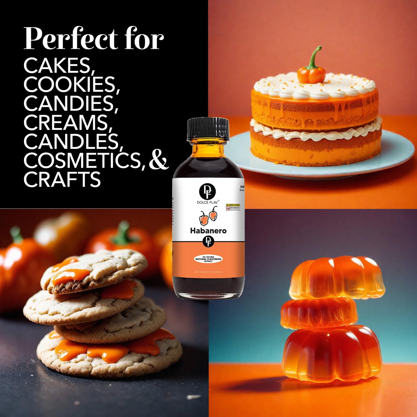 Dolce Flav Habanero Extract, Oil-Soluble, Sugar-Free, 8 oz - Concentrated Flavoring for Savory Dishes and Sauces