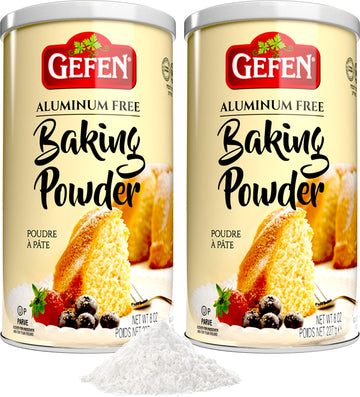 Gefen Baking Powder Aluminum Free, 8Oz (2 Pack) | Total Of 1Lb | Resealable Canister | Gluten Free | Cornstarch Free | For Cooking & Baking