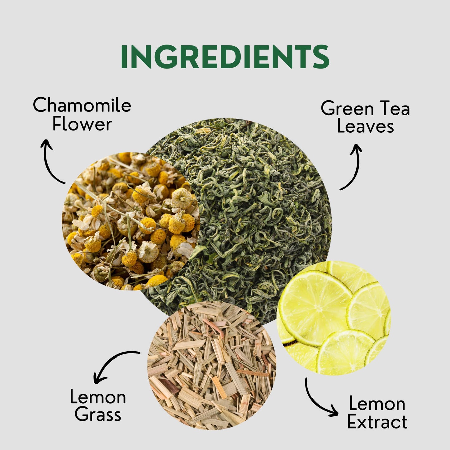 Tea Leaf & Co. Chamomile Green Tea Bags (50 Count), Green Tea With Lemon Extract And Lemongrass, Caffeinated, Real And Natura Gr
