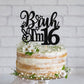 Rssta i Cake Topper Black Star Glitter 16th Birthday Decorations, Model XM1222-16, 1 Pack